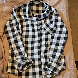 Black and White Checkered Button-Up Shirt